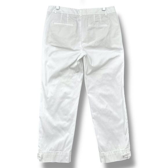 Talbots White Pockets Button Zipper Belt Loops Cropped Chinos Pants Size 4 - Picture 2 of 8